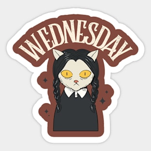 Wednesday Cat Horror Gothic Funny Sticker